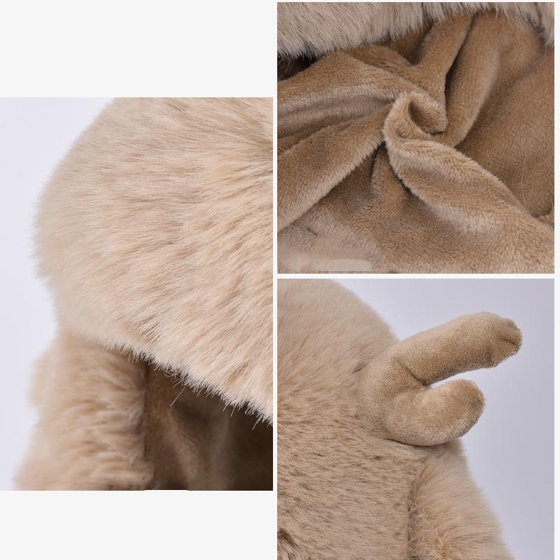 Women Autumn Winter Warm Thicken Ear Protector Hat Cold Plush Velvet Outdoor Antlers Knitted Bomber Cap Sweet Cute Lei Feng Hats