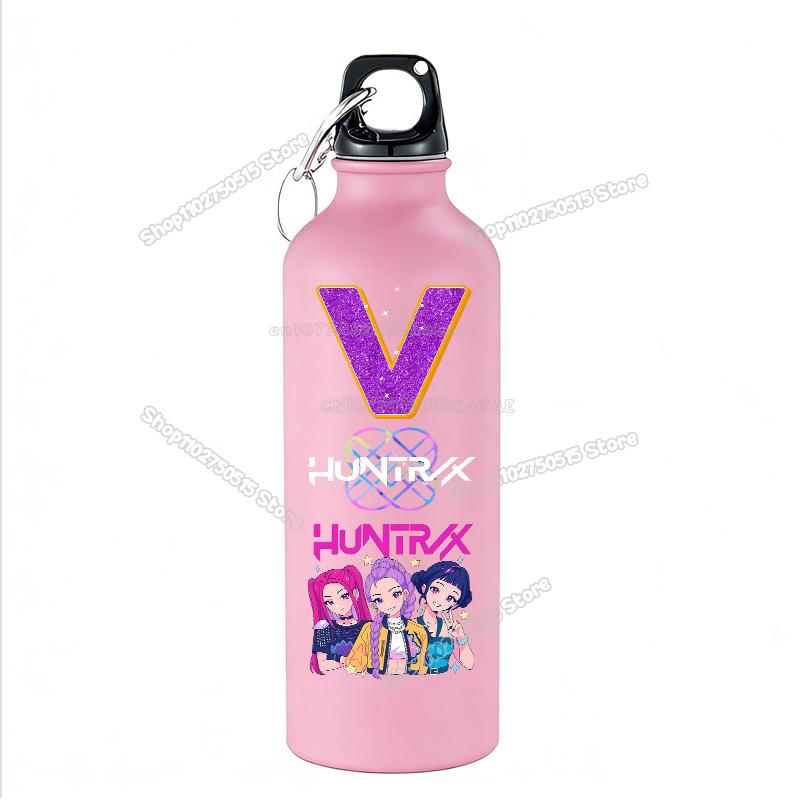High Quality 500ml KPop Demon Hunters Kids Sport Water Bottle Letter A-Z Rumi Mira Zoey Outdoor Bottle Large Capacity Girl School Drink Cups