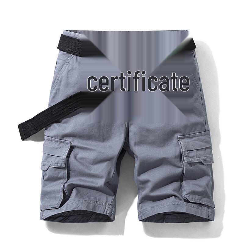

Summer Men s Casual Mid-Waist Breathable Multi-Pocket Shorts 30 серый