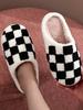 Black and White Plaid Comfortable Indoor  Slippers for Men and Women – Autumn and Winter Home Use