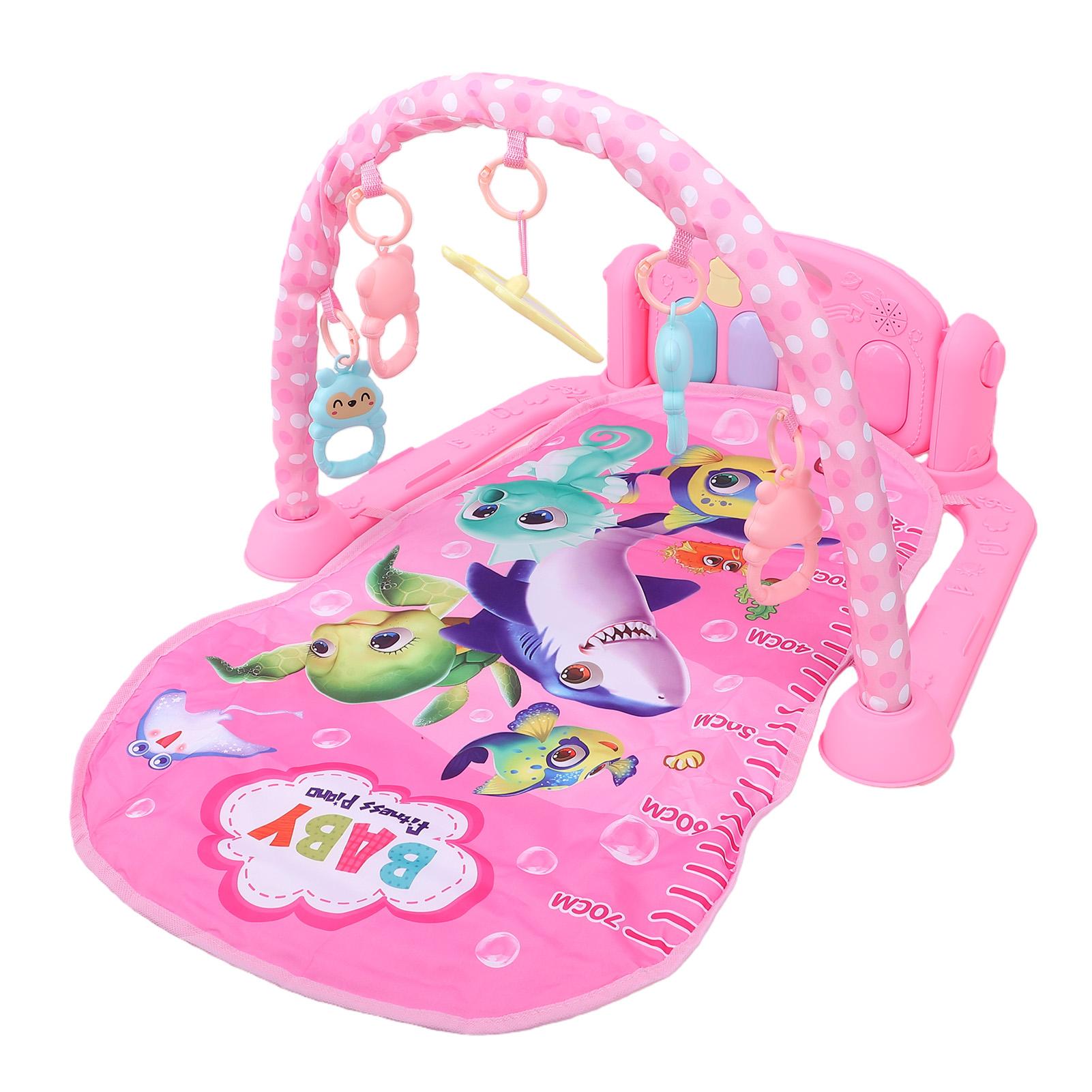 

Baby Gym Play Mat Music Battery Powered Tummy Time Activity Mat with Fun Mirror for Sensory Development Early Learning