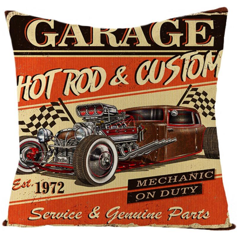 Kissenbezug im Retro-amerikanischen Stil Polyester Bedrucktes Kissen Heim Wohnzimmer Sofa Bedrucktes Kissen