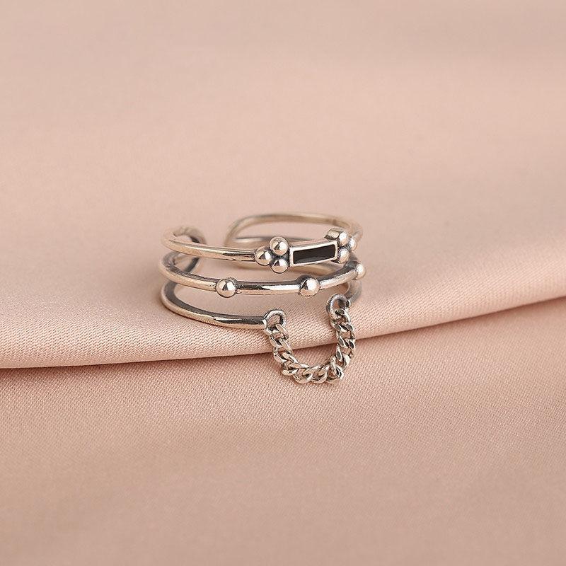 Foxanry Copper Color Multilayer Chain Rings For Women Couples Vintage Simple Creative Elegant Fashion Daily Party Jewelry Gifts