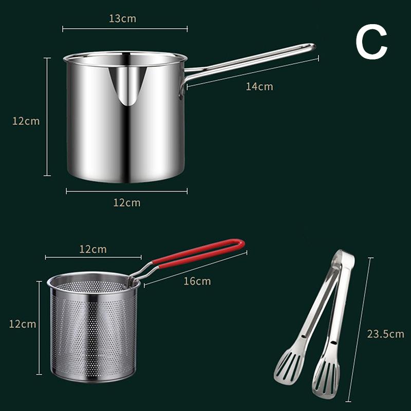 2/3/4 szt. Garnek do głębokiego smażenia ze stali nierdzewnej Frytkownica z sitkiem Patelnie do smażenia kurczaka Narzędzia kuchenne do gotowania