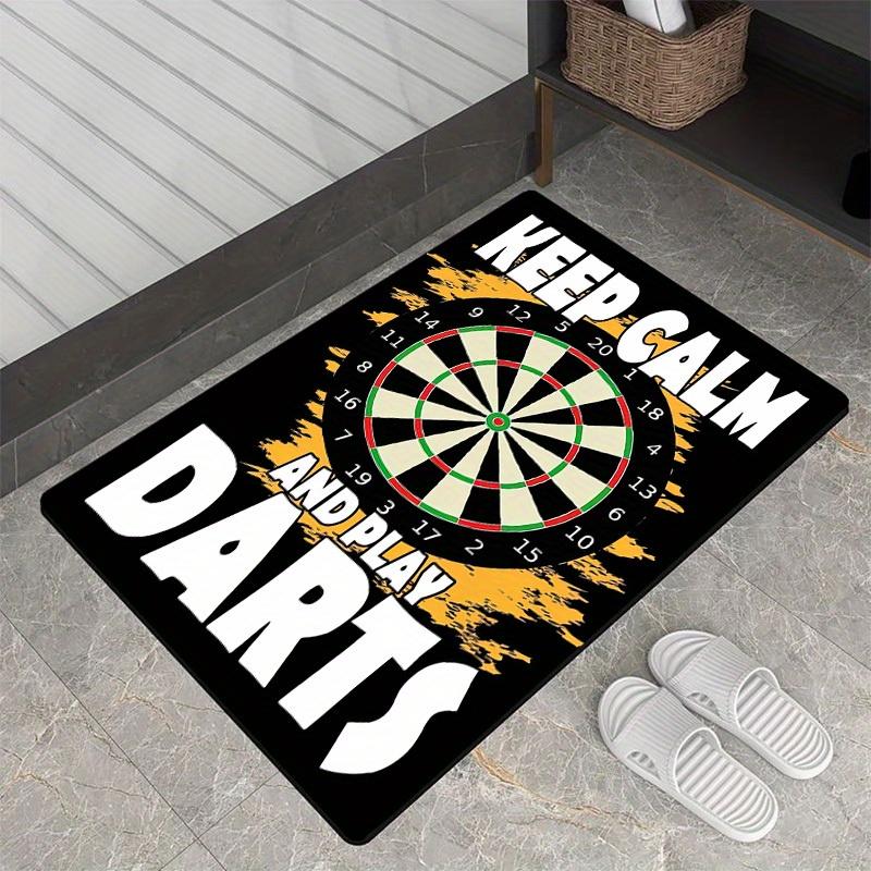 Darts Board Sports Theme Door Mat, Game Room Non-Slip Wear Resistant Area Rug, Washable Indoor Outdoor Floor Mat for Home Decor