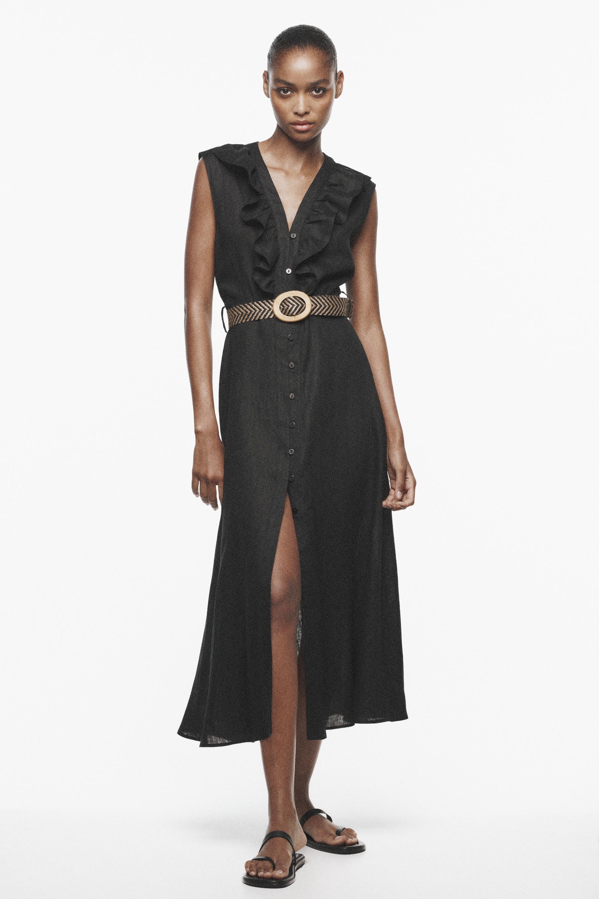 

ЛЬНЯНОЕ ПЛАТЬЕ МИДИ С ПОЯСОМ