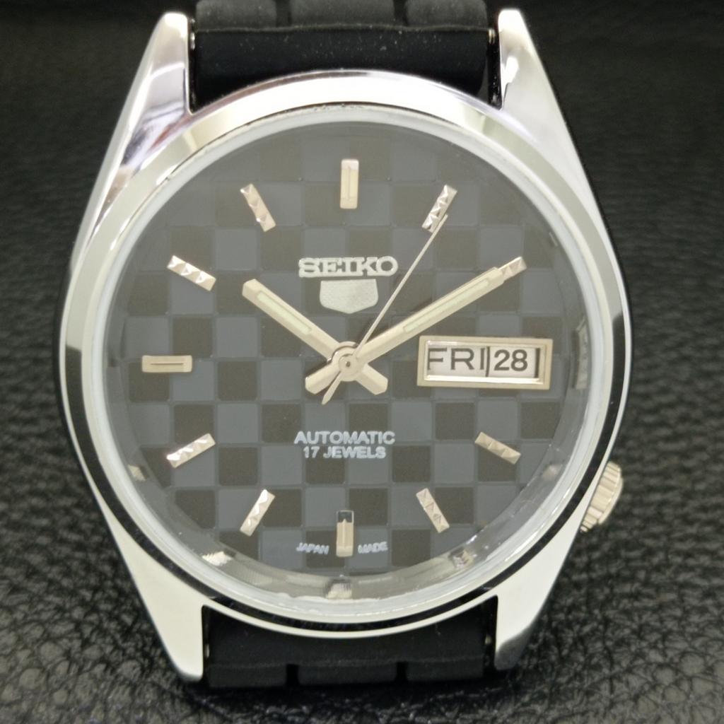 REFURBISHED JAPAN MADE SEIKO 5 AUTOMATIC MENS WATCH BLACK DIAL CUSTOM a440112-2 QV90-a440112