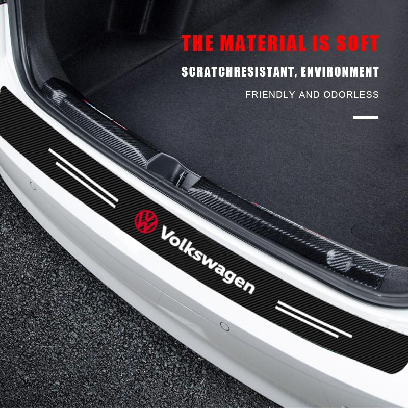 1pcs Carbon Fiber Car Trunk Rear Bumper Sticker Guard Plate Protector For Volkswagen Tiguan Golf-4 5 6 7 MK6 B5 B6 B7 Jetta Lavida Polo Tiguan