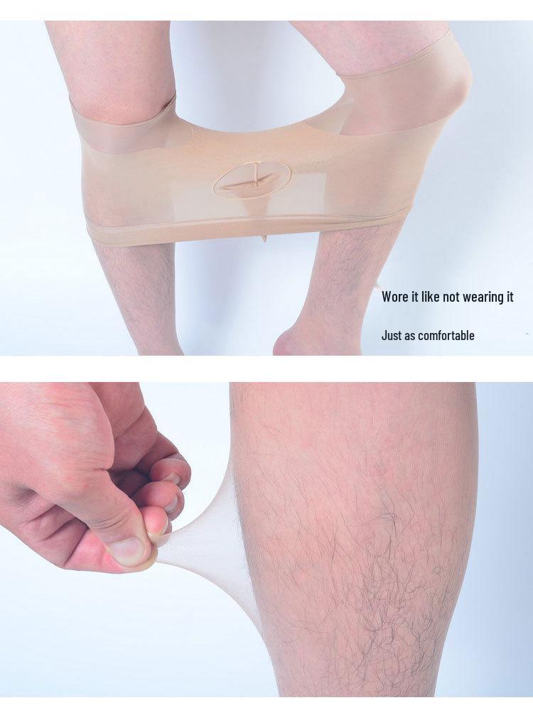 Men's Seamless Pantyhose with U-Shaped JJ Pouch - Silky, Invisible, and Cut-to-Fit for Summer