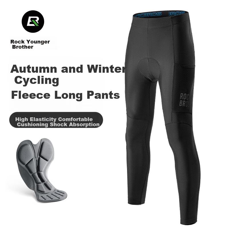 Cycling Shorts for Men, Warm Windproof Fleece Lightweight Autumn Road Bike Pants Equipment, Black, 2XL