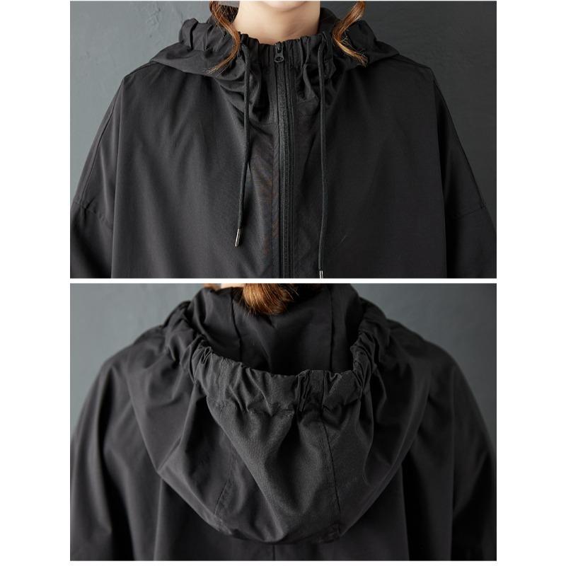 DIMANAF 2025 Plus Size Autumn Winter Plus Size Women Coat Long Sleeve Jackets Casual Loose Outerwear Black Zipper