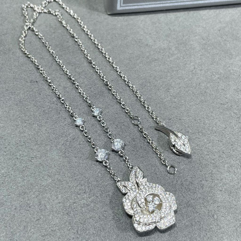 Vintage Hot Brand Women's Necklace Luxury Jewelry For Women Designer Pendant Pure 925 Sterling Silver Rose Gold Flower Necklaces