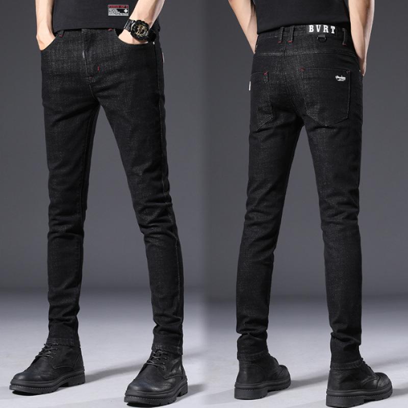 JYL Новые джинсы мужские узкие эластичные корейский стиль черный структура весна и осень 28