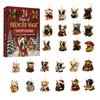 Christmas Countdown Ornaments 24 Days Advent Calendar 2026, 2D Acrylic Reading Cats/Dogs/Forest Animals Tree Decor Ornament Calendar, Cute Pet