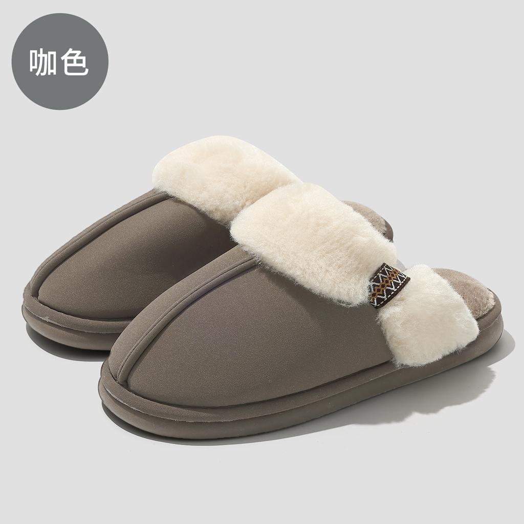Autumn and winter cotton slippers couple indoor home household non-slip thick bottom warm stepping on shit plush