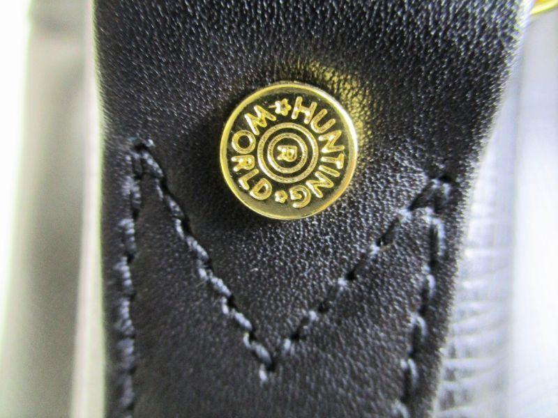 Authentische HUNTING WORLD Schwarzes Leder Umhängetasche Schultertasche Geldbörse #8390 Gebraucht