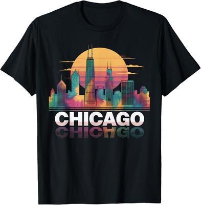 Amo Lo Skyline di Chicago Città di Chicago Tie Dye Souvenir T-shirt unisex Chicago