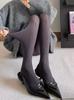 Herbst und Winter Hohlstrick Milchweiß Strumpfhose Damen Warm Gestrickt Übereinander Tragen Süß Vielseitig Leggings Japanisches Verdrehtes Muster