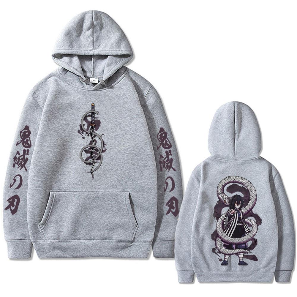 Anime Demon Slayer Serpent Hashira Iguro Obanai Hoodie Men Women Clothing Oversized Hoodies Man Vintage Hooded Tracksuit