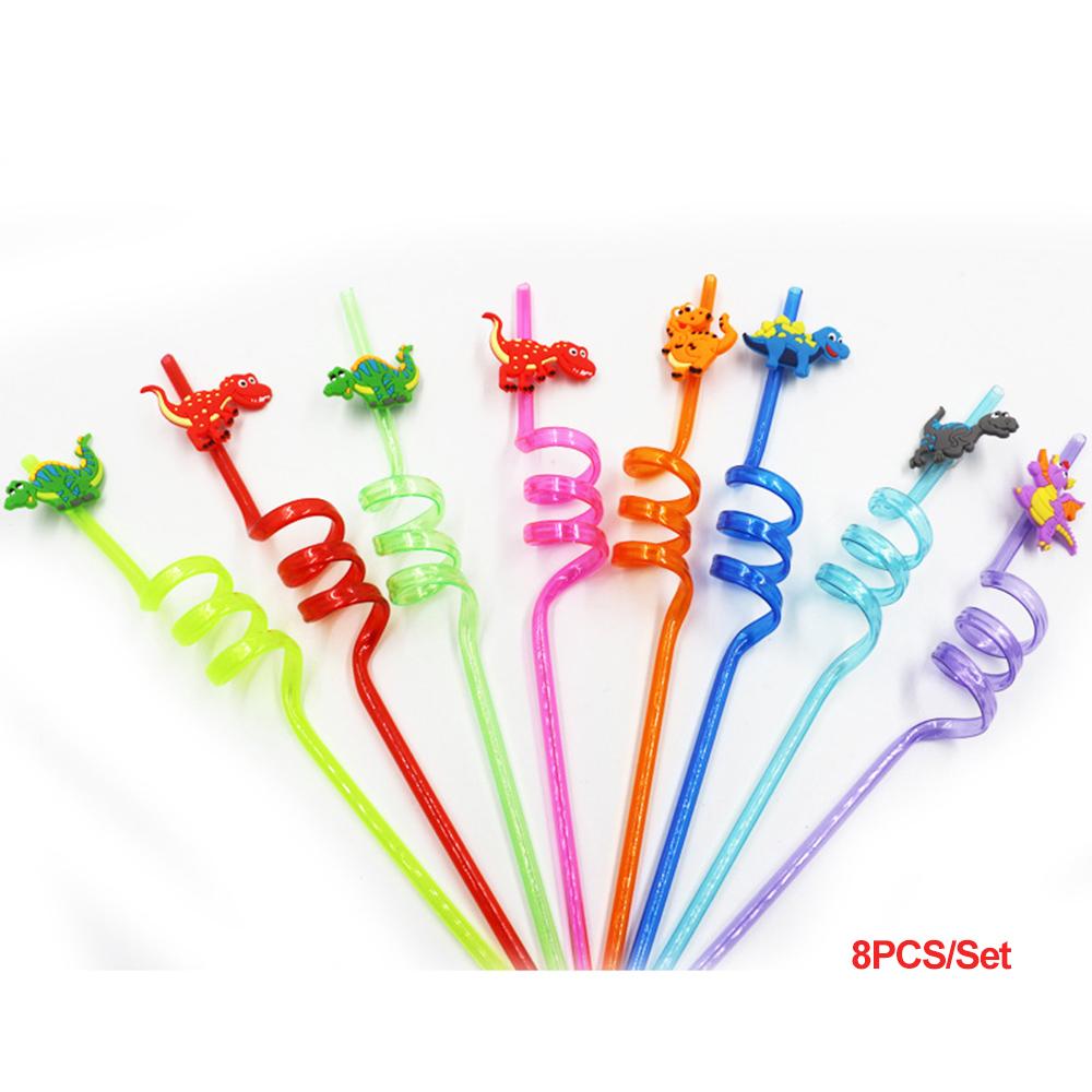 

Party Supplies Temporaty Straw Dinosaur Reusable Straws Dino Theme Straws-Plastic Cartoon Pattern
