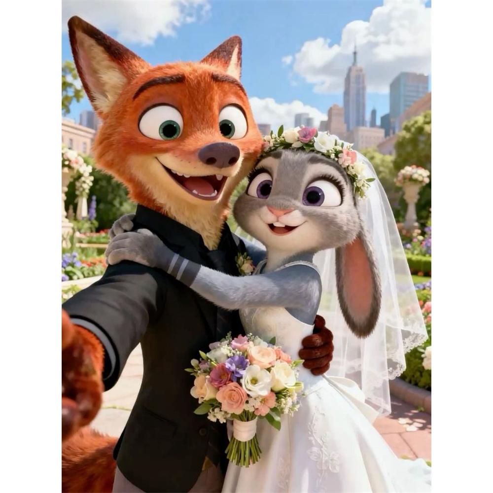 

Disney Diamond Painting 5D Judy Nick Wedding Selfie Cartoon Movie Cross Stitch Embroidery Handmade Gift Home Decor Round 20x30cm