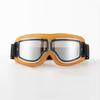 Vintage Pilot Motorcycle Goggles UV400 Windproof Scratch Resistant PC Lens with Leather Trim for Open Face Helmet
