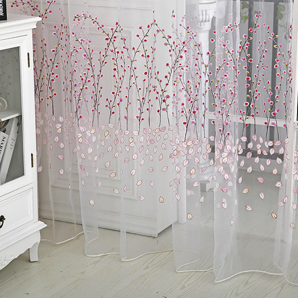 Wintersweet Curtain Tulle Window  Voile Drape Valance 1Panel Fabric