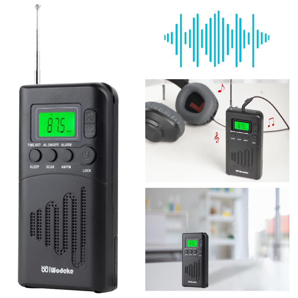 Portable Radio Receiver with Headphone Jack Handheld Mini Radio LED Display Speaker Pocket Radio LCD Digital for Walking Camping