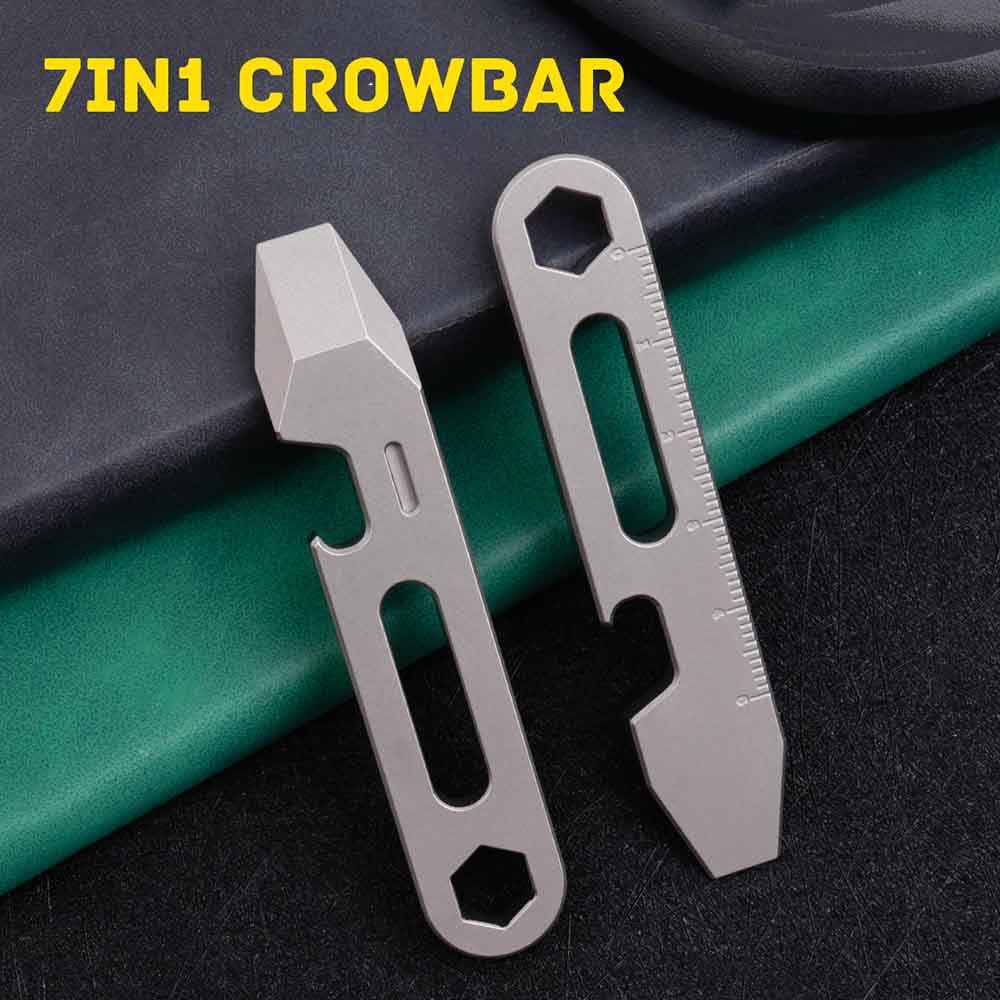 7in1 80mmTC4 Titanium EDC Crowbar Tool - Mini Multitool for Bottle/Box Opening & Outdoor Survival Tools