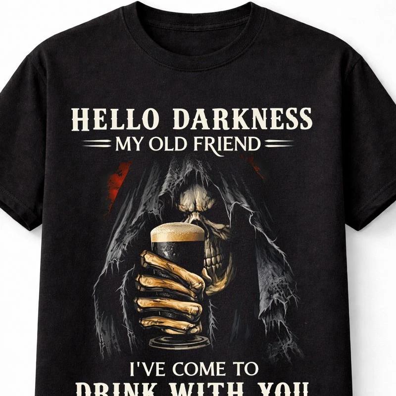 Hello Darkness My Old Friend Grim Reaper Guinness Beer Funny Unisex TShirt S