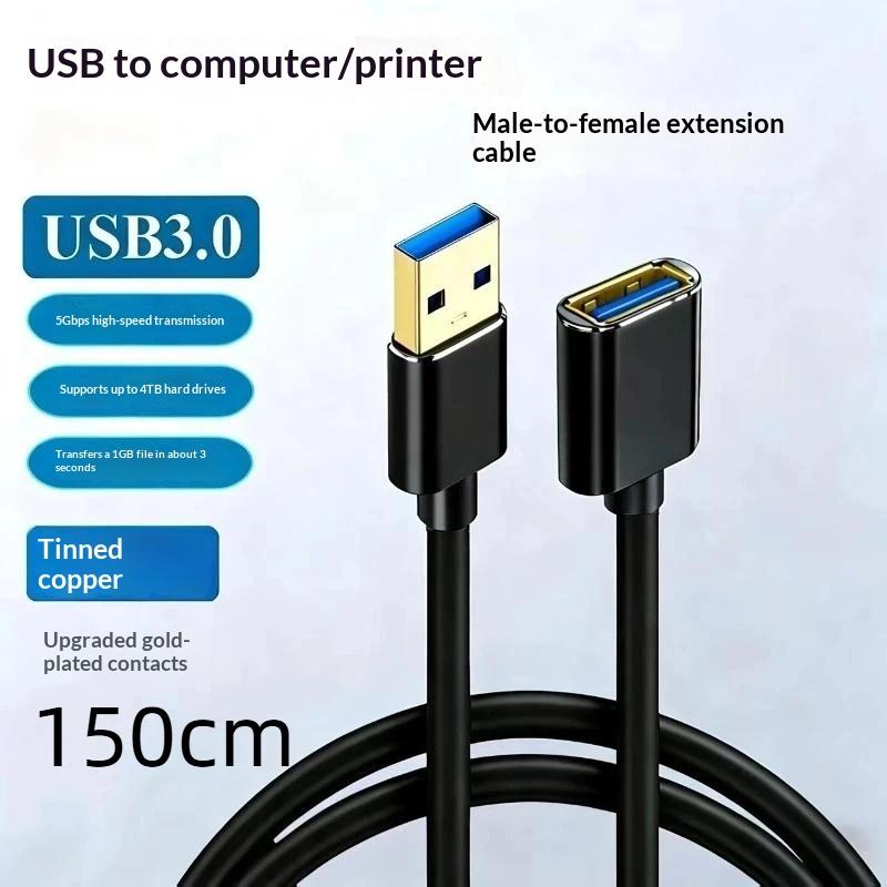 Usb 3.0 Extension Cable Extender Cord Fast Extension Data Transfer Wire 0.3/0.5/1/1.5/2M For Smart Tv One Ssd Pc Laptop