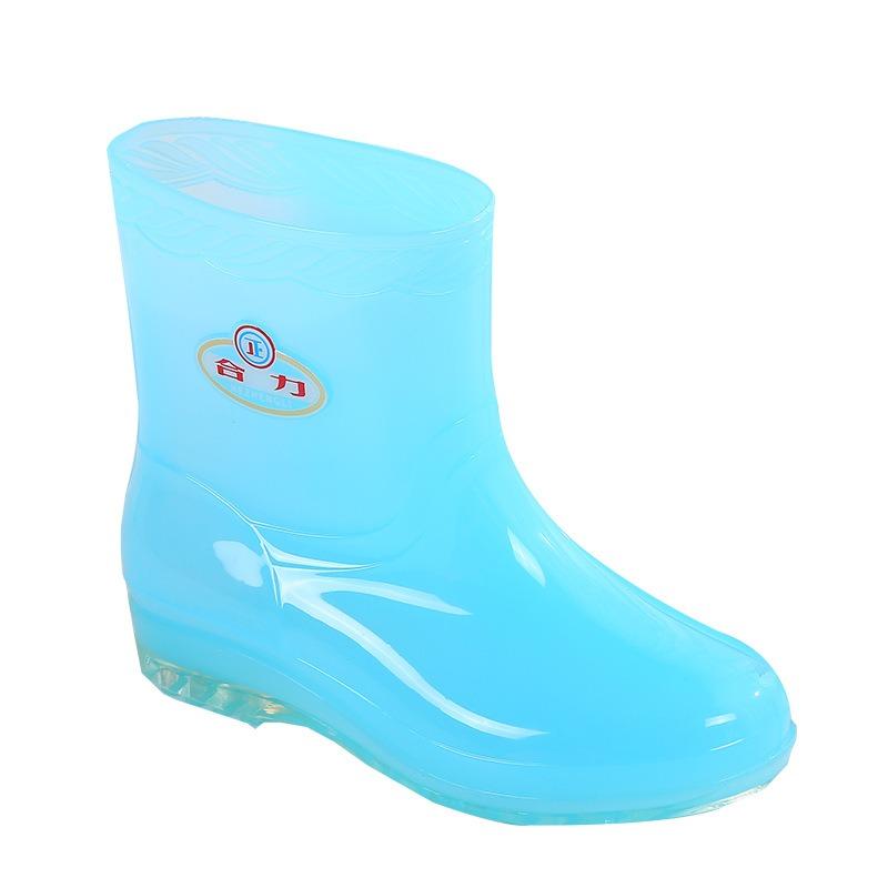 Fashion Rain Shoes Women's Non-slip Rain Boots Adult Water Boots Medium Tube Transparent Water Shoes Women's Warm Velvet Rubber Shoes Overshoes Winter
