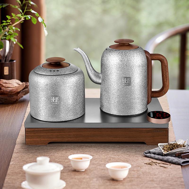 Pure Titanium Dual-Pot Electric Tea Kettle with Automatic Water Filling - Integrated Tea Table, Model G66