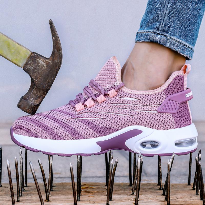 Buty robocze ze stalowym noskiem dla kobiet lekkie, odporne na rozbicie i przebicie, oddychające, odporne na zużycie, buty ochronne