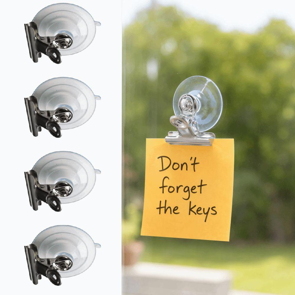 4Pcs Transparent Suction Cup Clip Detachable Suction Cup Clamp Windshield Ticket Clip Glass Surface