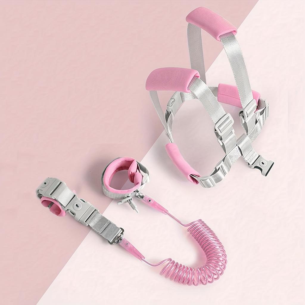 [Correa de Seguridad Rosa] Correa de Seguridad Anti-Pérdida de Poliéster Duradero | Correa Ajustable y Cordón Elástico Amortiguador | Rosa, para Viajes al Aire Libre