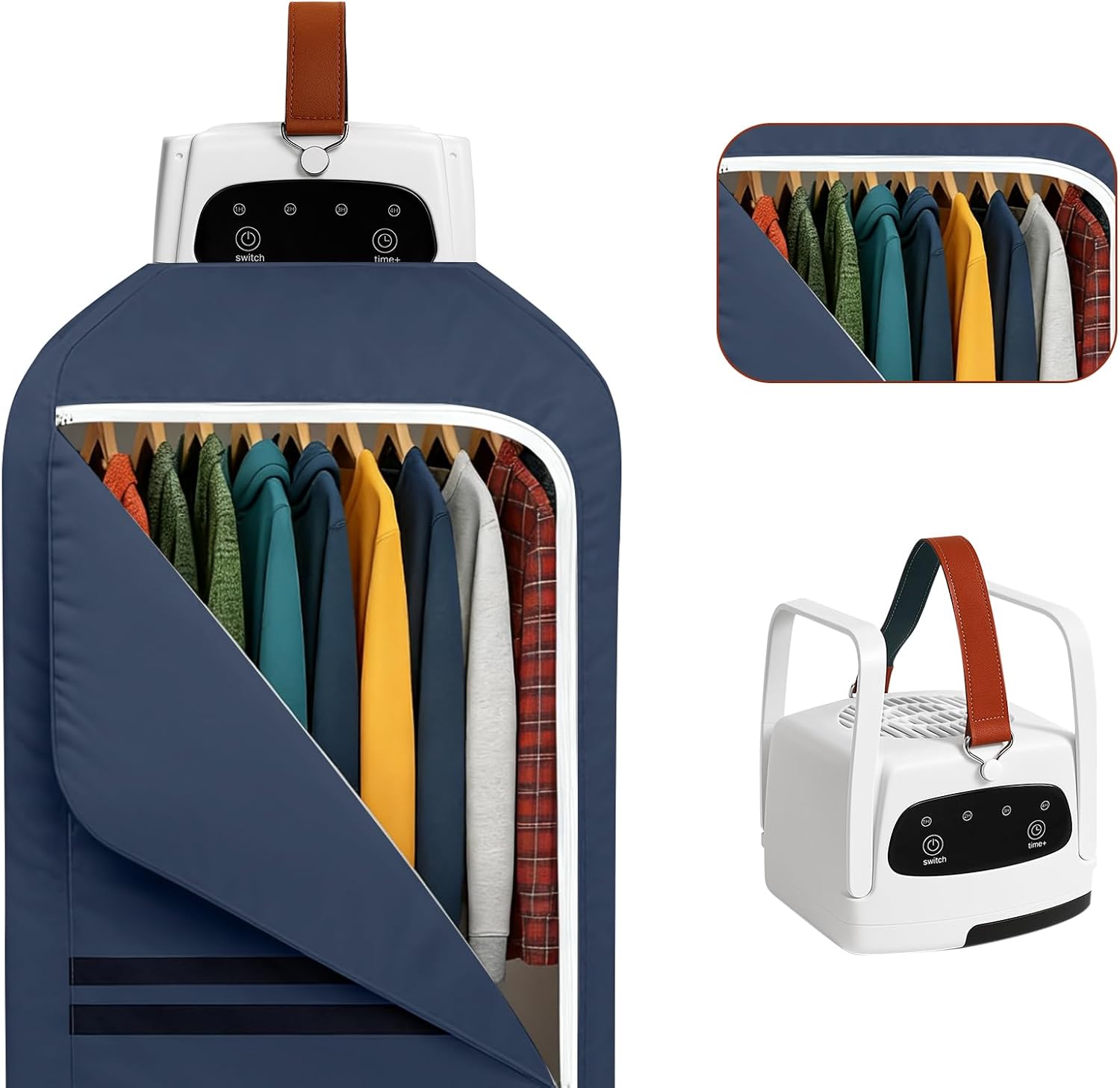 

Портативная мини-сушилка для одежды, 140°F 300 Вт электрическая сушилка для путешествий, квартиры, дома на колесах – вмещает 7 вещей (синий) синий