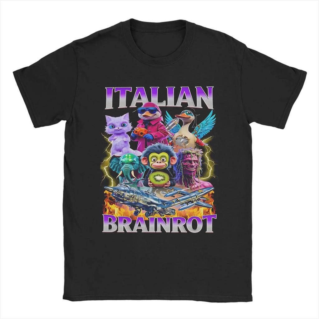 Tralalala Tralala Brainrot Mode Maximum T Shirt Beach Hipster TShirts Men Cotton Breathable Oversized Clothes Short Sleeve