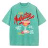 Oversized Women Washed T-Shirts The Manhattan Cherry Cocktail Printed Tee Shirts Distressed Crewneck Cotton Tees Clothes