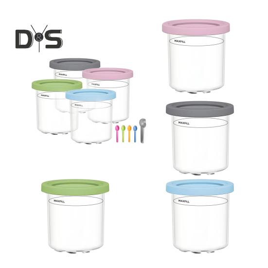 1/4Pcs Creami Pints And Lids for Ninja Ice Cream Can Cooler BPA-Free Dishwasher Safe Ice Cream Storage Containers Compatible with NC299AMZ NC300s