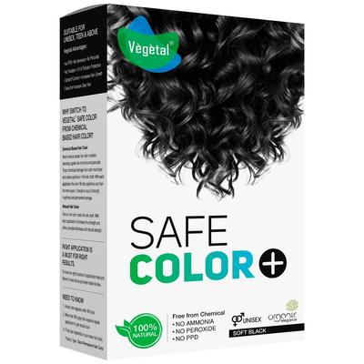 Vegetal Safe Hair Color - Soft Black 50gm - Certified Organic Chemical and Allergy Free Bio Natural Hair Color with No Ammonia Formula for Men & Wom