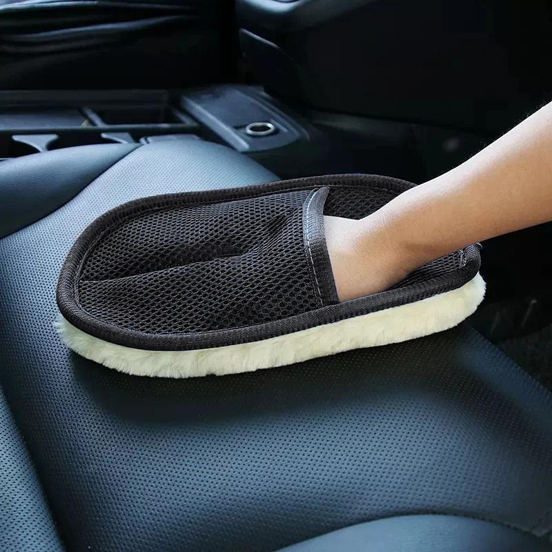 1ks Mycí rukavice z ovčí vlny Sametové zesílené s kašmírovou vlnou Utěrka na auto Rukavice pro Porsche Cayenne Panamera Macan 911 718 Taycan