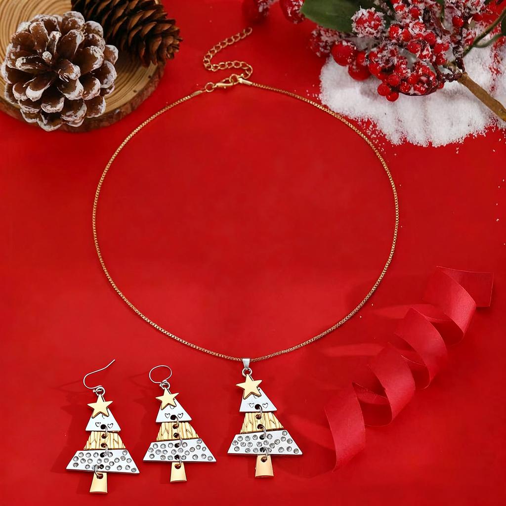 Christmas Tree Long Earrings For Women Alloy Party Carnival Fashion Stud Festival Jewelry