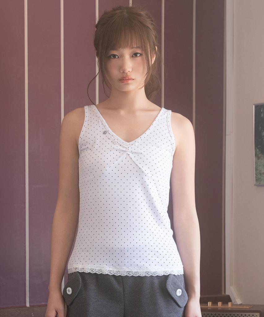 Naien Dot Button Lace Sleeveless