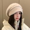 Französische Strickmütze Damen Herbst und Winter Doppelwollmütze Warmer Ohrenschutz