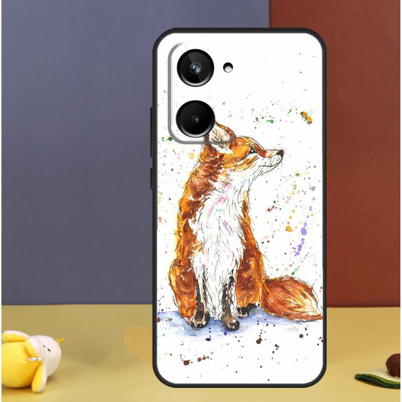 Watercolor Painting The Fox For Realme C71 C75 C55 C53 C67 C61 C33 C63 C51 C65 15 GT7 Pro 10 11 12 13 14 Pro Plus Case