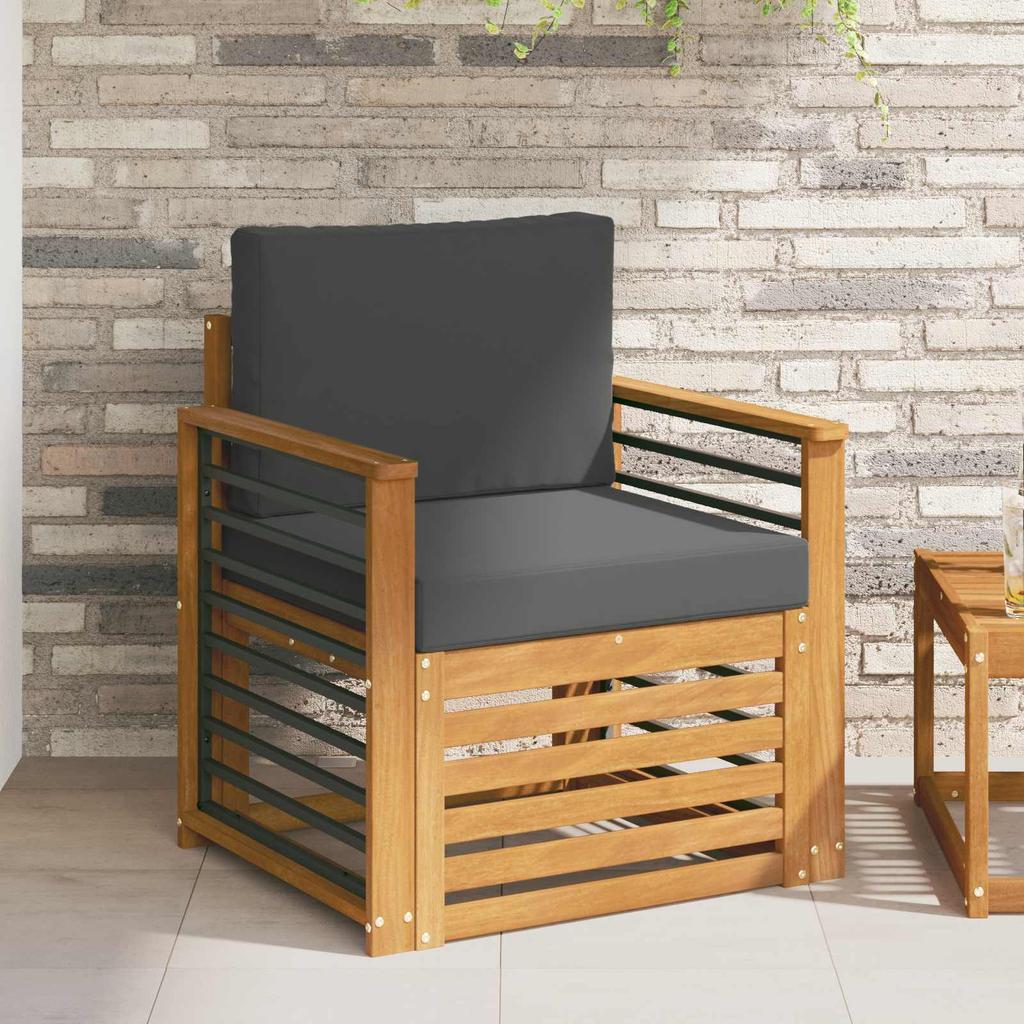 Outdoor Sofa Set Solid Acacia Wood and Polyester