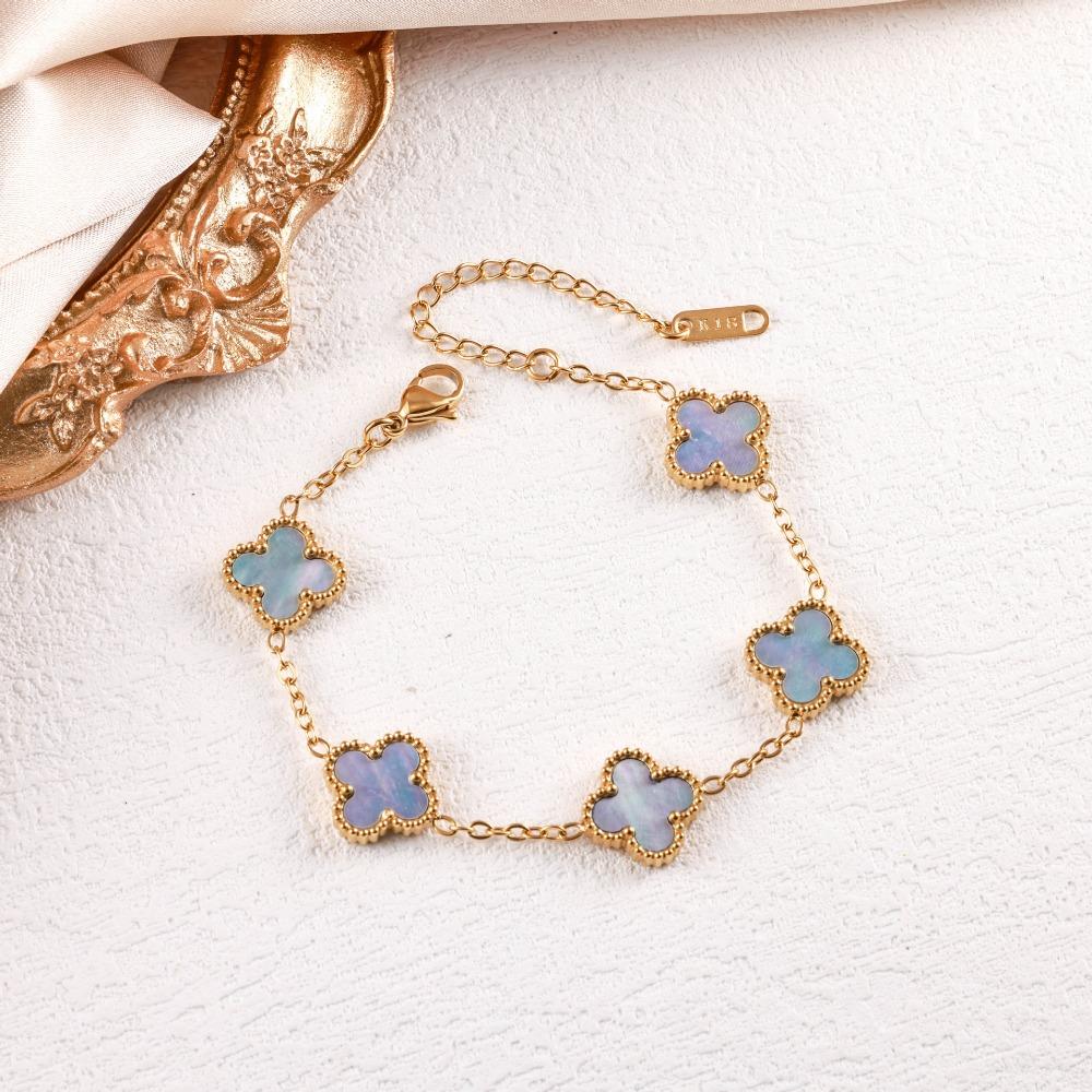 High-quality 13mm Four-leaf Clover Shell Bracelet Colorfast Plating Women's Bangle