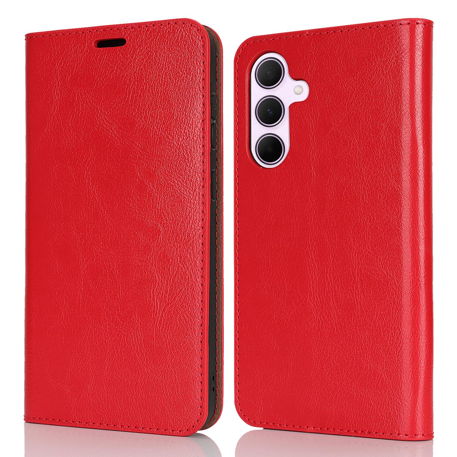 

Для Samsung Galaxy A56 5G/A36 5G Чохол Текстура Crazy Horse Розділена Шкіра Гаманець Чохол для Телефону Red