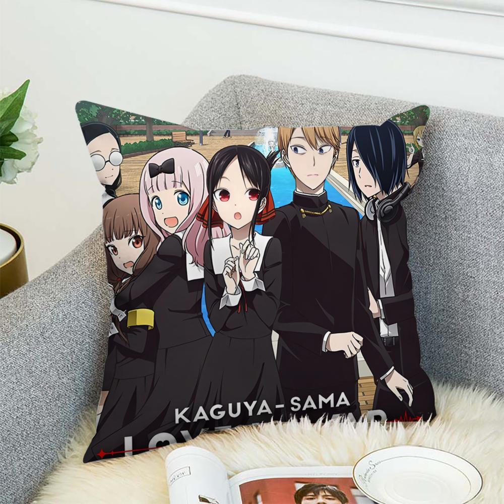 Fronha Kaguya Sama Love Is War Para Carro Sofá Decorativa Casa Estampa Dupla Face Pelúcia Quadrada Almofada de Lançamento Capa de Almofada